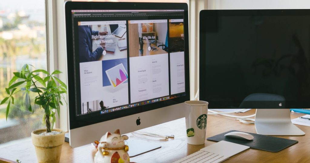 A website being designed on a mac computer screen.